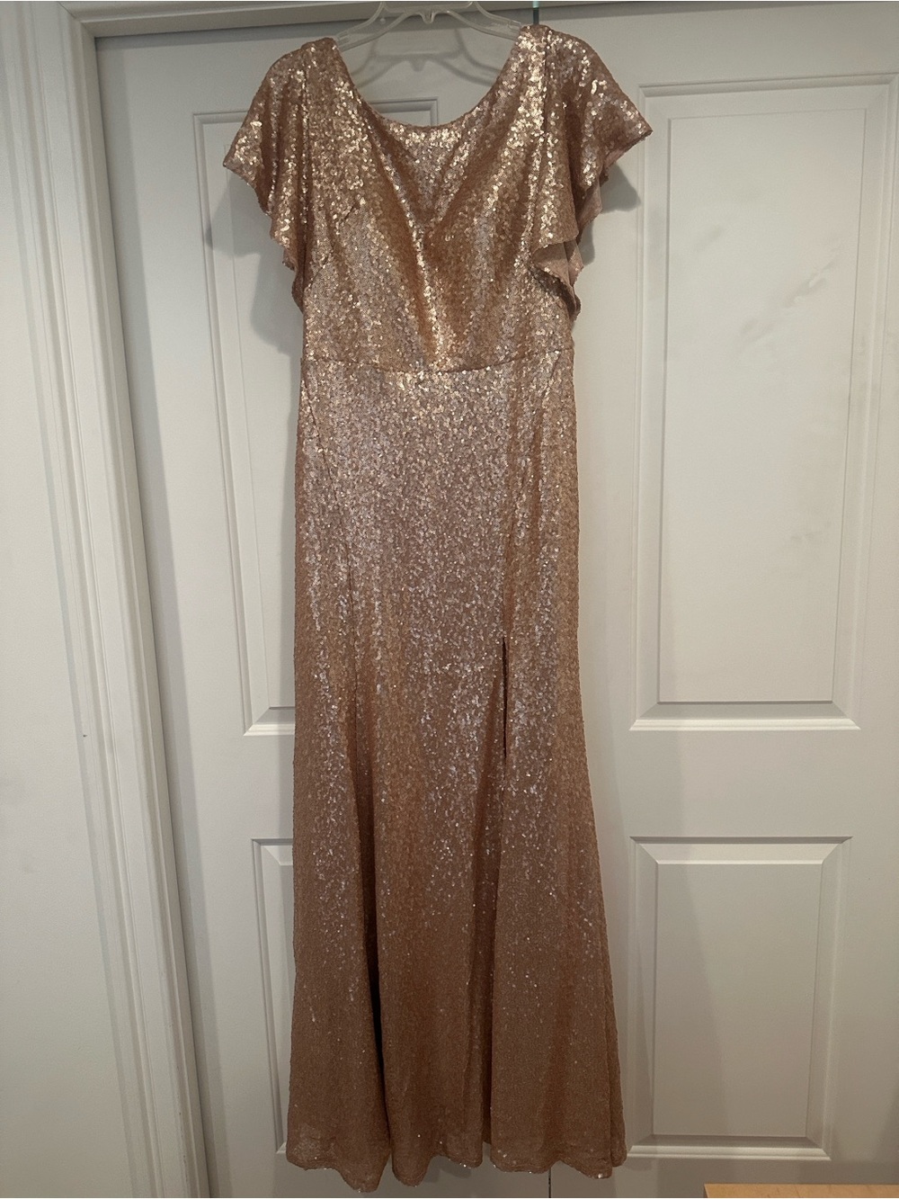 Marchesa Notte Sequin Evening Dress in Blush